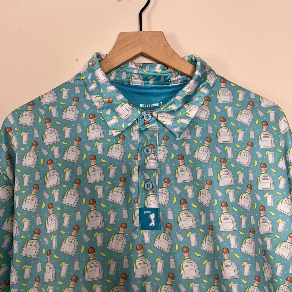 Bogey Bros Tequila Men's Polo Big and Tall Size 3X Blue UPF Golf Athletic Comfy - Picture 7 of 9